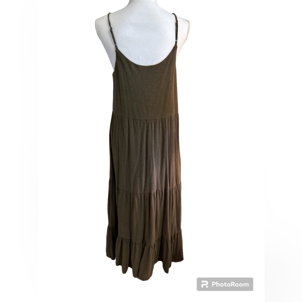 Z Supply tiered dark khaki green spaghetti strap knit sundress.  Size medium - Picture 2 of 2